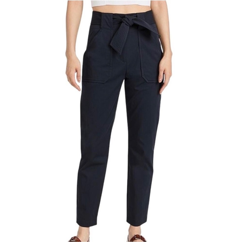 Veronica Beard Mahary Minimalist Utility Belted Tapered Pants 0